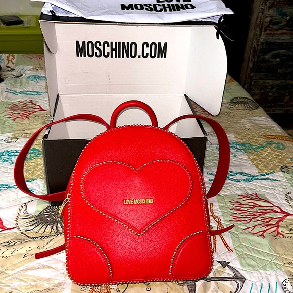 EUC Love Moschino Red Leather Backpack